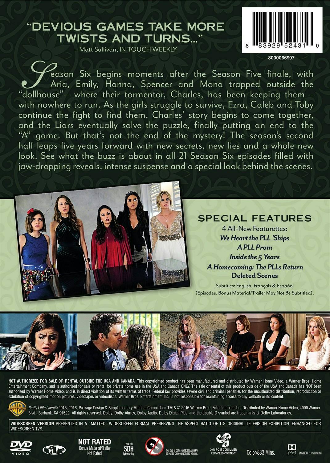 Back. Pretty Little Liars: The Complete Sixth Season [DVD].