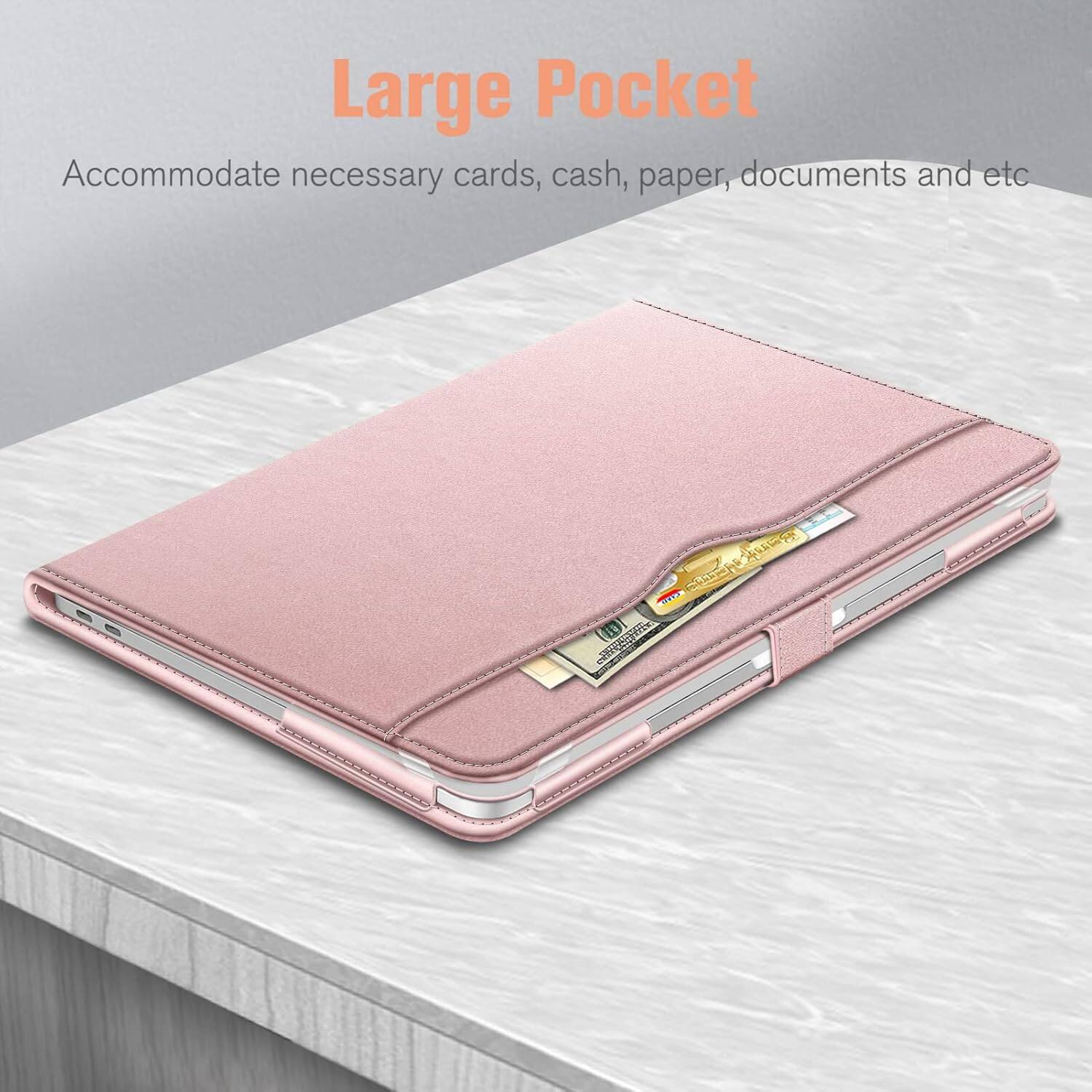 Large Pocket  
Accommodate necessary cards, cash, paper, documents and etc