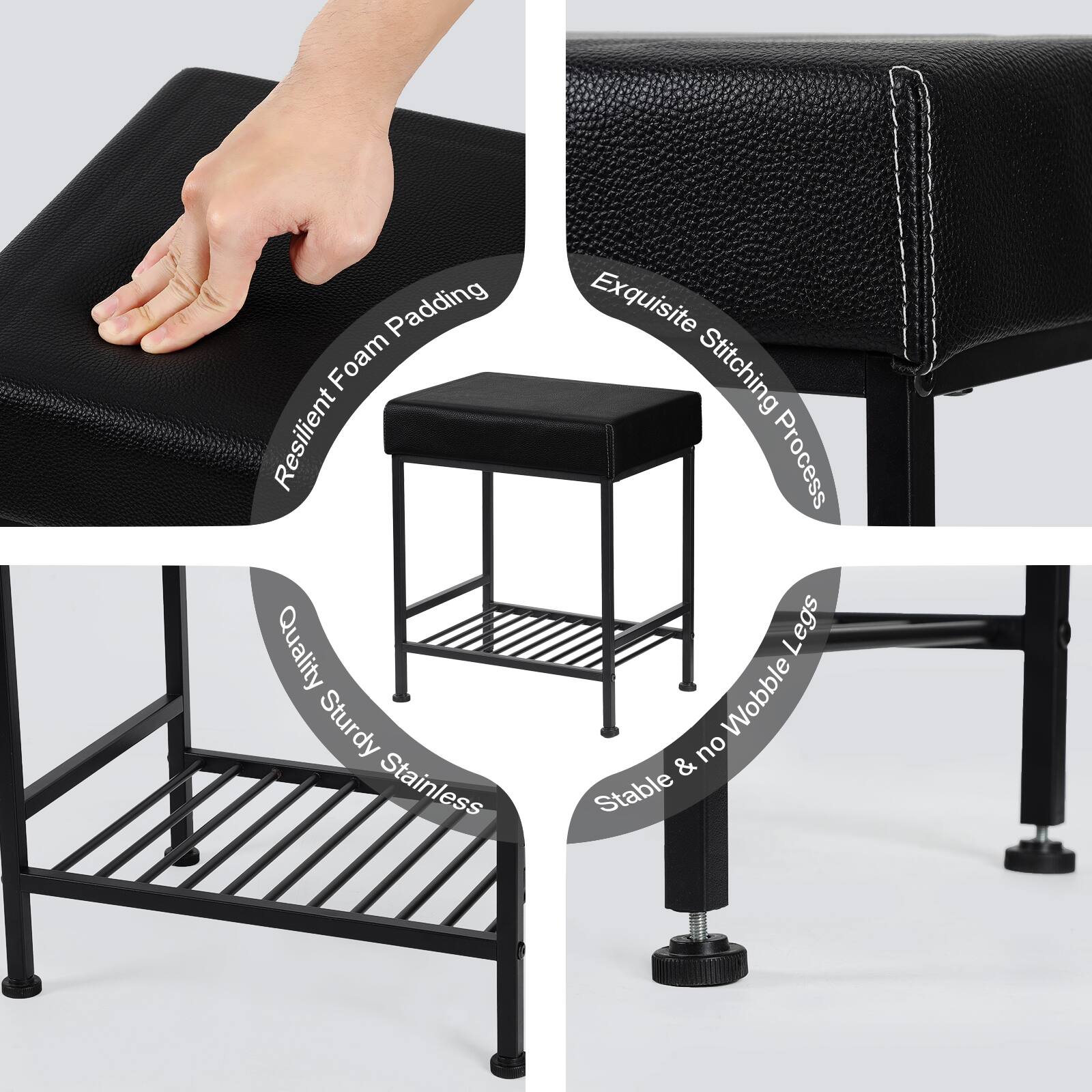 - Resilient Foam Padding
- Exquisite Stitching Process
- Quality Sturdy Stainless
- Stable & no Wobble Legs