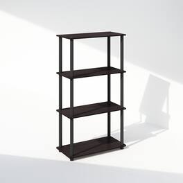 Furinno - Turn-N-Tube 4-Tier Multipurpose Shelf Display Rack, Shelving Unit, Bookcase - Dark Walnut