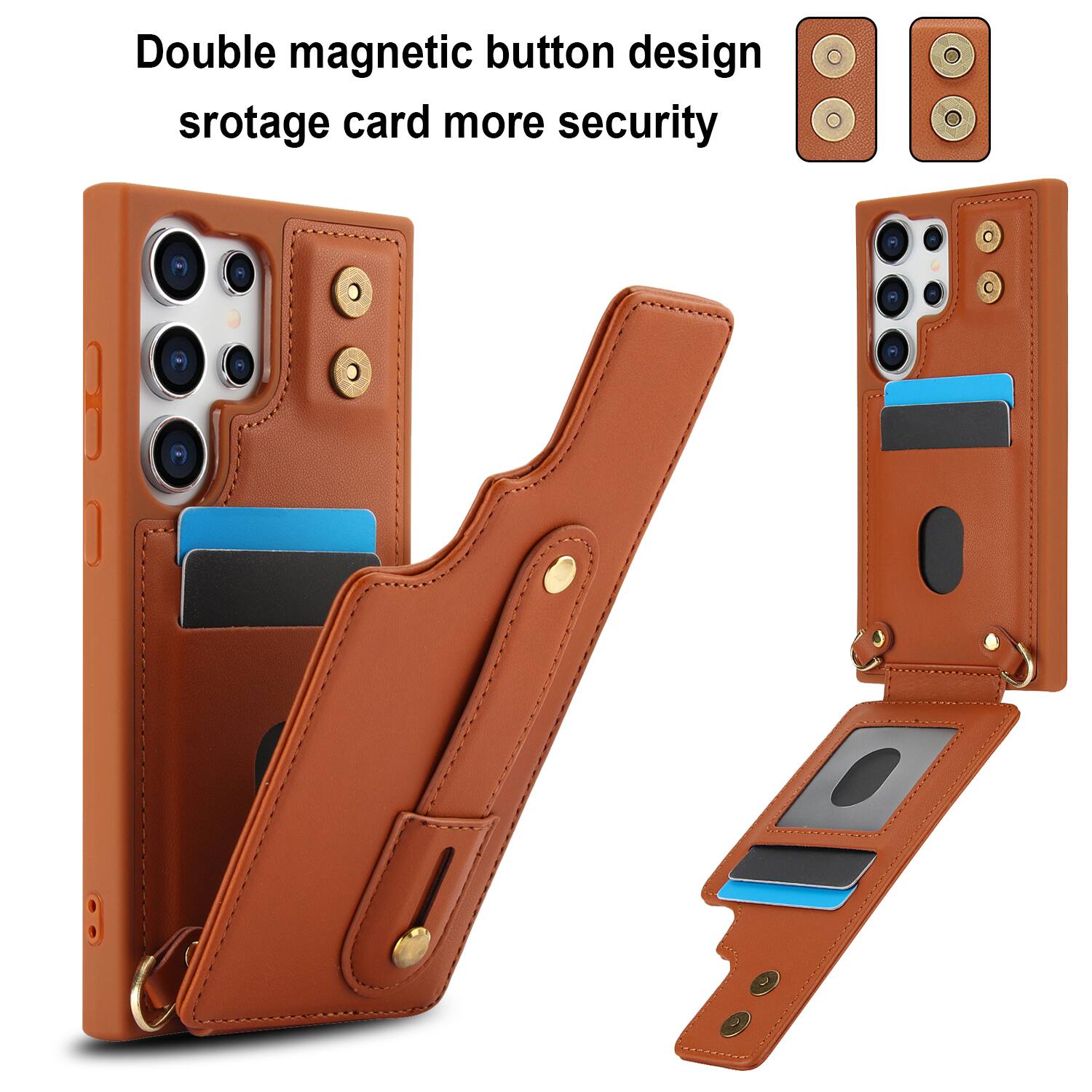 Double magnetic button design storage card more security