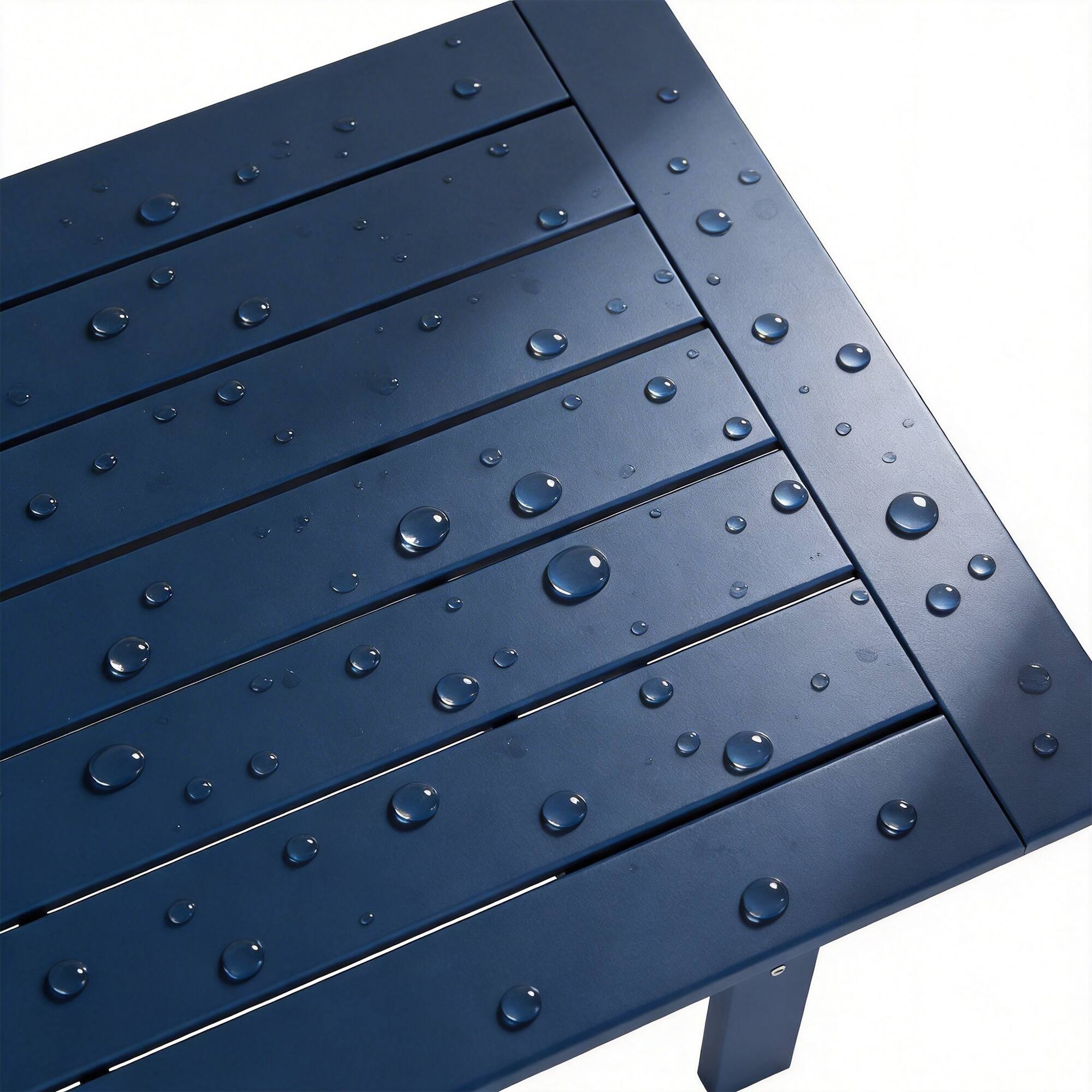 Alt View 9. Famapy - HDPE Outdoor Dining Table with Umbrella Hole & Cap-Solid Panel Patio Table for 8 People Weatherproof & Low Maintenance - Navy blue.