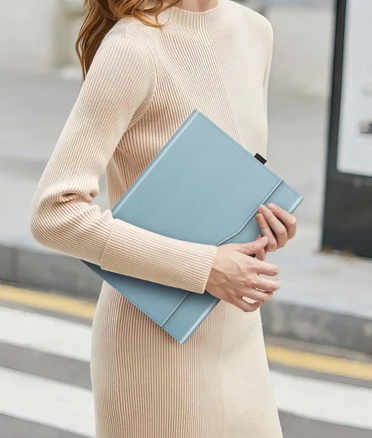 Alt View 4. Fintie - Protective Portfolio Case for Microsoft Surface Pro 12 inch 1st Edition 2025 Multi-Angle Viewing Business TPU Back Cover - Ocean Blue.