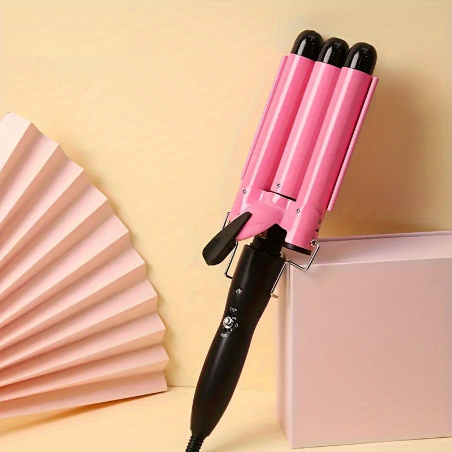 Angle. Morfone - 22mm Triple-Barrel Adjustable Temperature Curling Iron, Rapid Heating, Suitable for All Hair Types (Pink) - Pink.