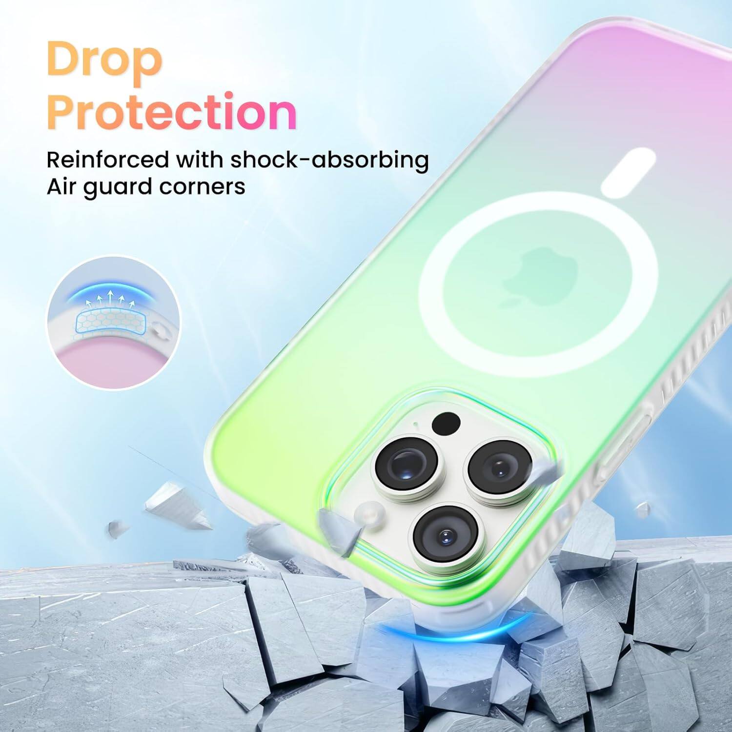 Drop Protection
Reinforced with shock-absorbing Air guard corners