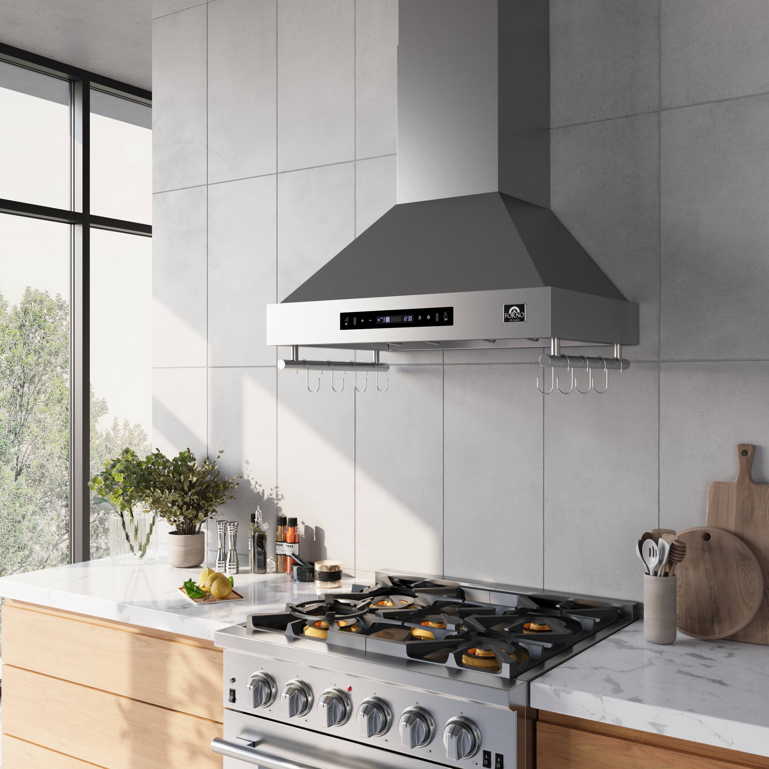 Alt View 7. Forno Appliances - Venezia 30" Wall-Mounted Range Hood with Touch Controls and Baffle Filters - Stainless Steel.