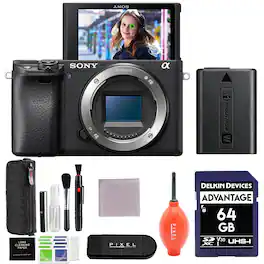 Bundle - Sony - a6400 Mirrorless Digital Camera with 64GB SD Card + More