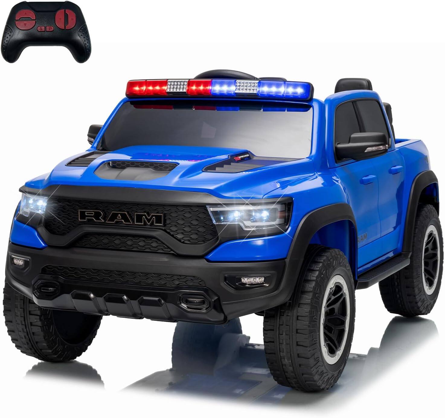 Electrodes Masters - Ride On Car, Licensed RAM 12V Kids Ride On Police Car with Remote Control, Electric Pickup Truck for Toddlers, 3 Speeds price history on PriceWatchPro