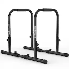 Sportsroyals - Adjustable Dip Bar Station, Heavy Duty Parallette & Parallel Bars, 500LBS Stable Dip Stands for Home Gym - black-dual-sided connected base