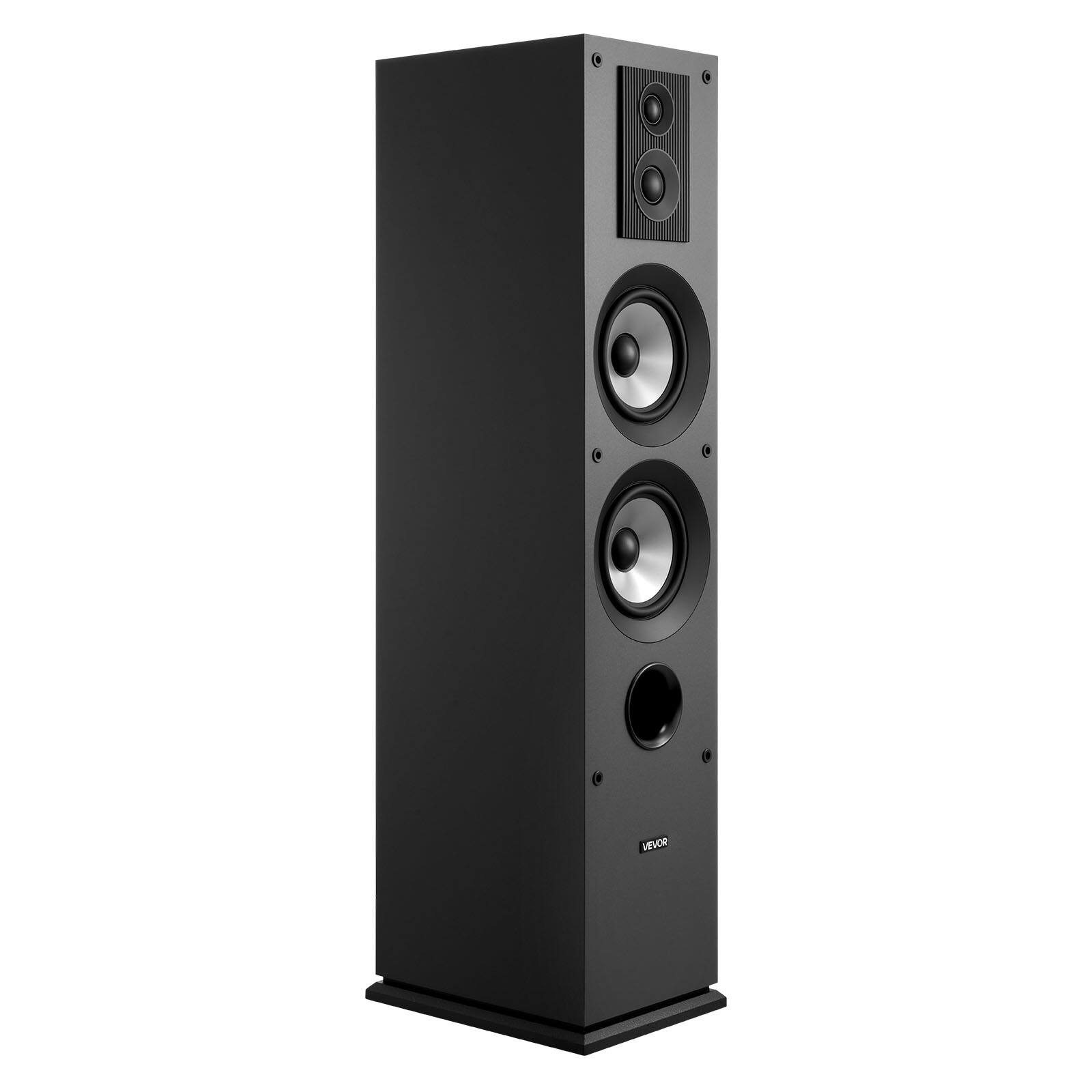 Alt View 5. VEVOR - Floorstanding Speaker, 3-Way Tower Speaker with Dual Tweeters (0.75 in & 1 in), Two 5.25 in Woofers, 145W Peak Power - Black.