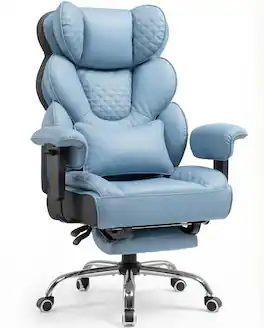 GTPlayer - Big and Tall Gaming Chair with Upgrade Footrest Heavy Duty Office Chair High Back Executive Chair - Blue