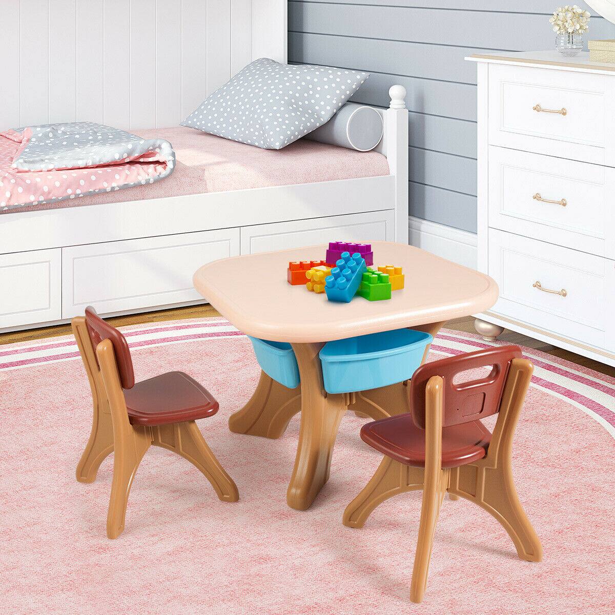 Alt View 4. Gymax - Gymax Children Kids Activity Table Chair Set Play Set Furniture W/Storage - Coffee.