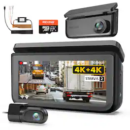 Rexing - R88 4K Front + 4K Rear Dual Sony STARVIS Dash Cam with 5.8GHz WiFi GPS - Black