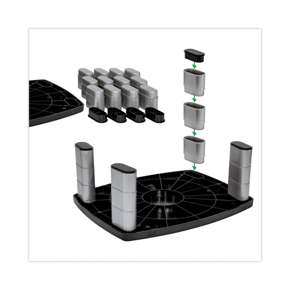 Angle. 3M - 3M MS80B 15 in. x 12 in. x 2.63 in. to 5.78 in. 80-lb. Capacity Adjustable Monitor Stand - Black/Silver - Black/Silver.