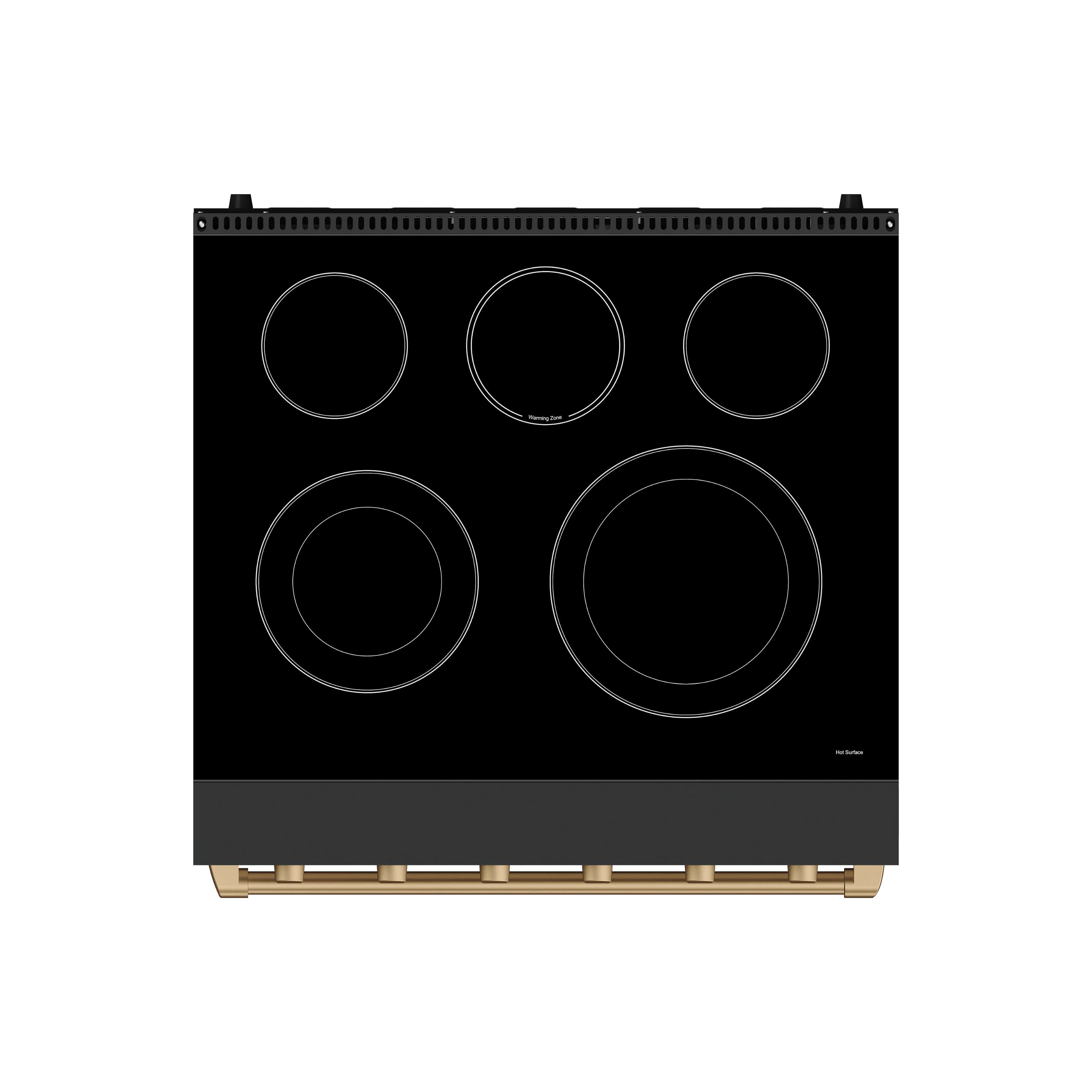 Back. Thor Kitchen - Gordon Ramsay Series by Thor Kitchen 4.55 Cu. Ft Freestanding Electric Range with Bronze Hardware - Matte Black.