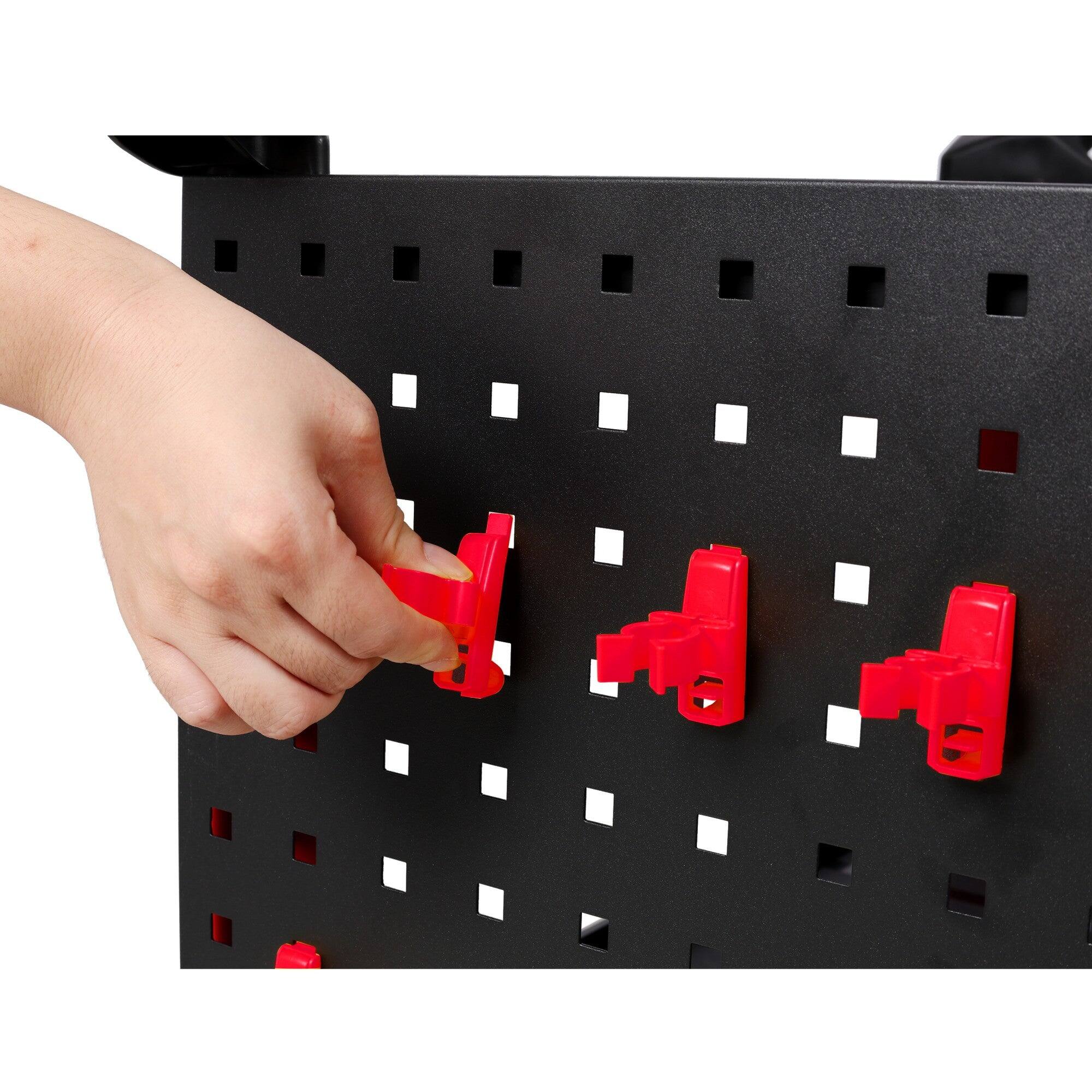 Alt View 3. Boyel Living - Red/Black Plastic 3-Tier Rolling Auto Detailing Utility Cart 300 LBS Capacity - Red.