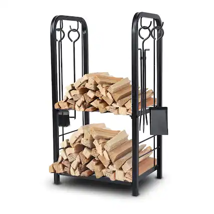 Front. SereneLife - SereneLife Firewood Storage Rack, Heavy Duty, 220 lbs Capacity for Indoor/Outdoor Use - SLFWRCK.