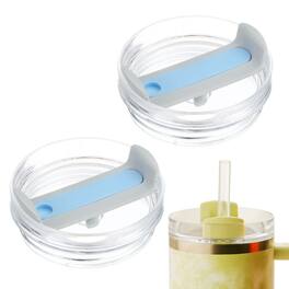 Unique Bargains - 2pcs 40oz Travel Tumbler Lid Replacement for Stanley Cup, Spill Proof Splash Resistant (Transparent) - Gray/Blue