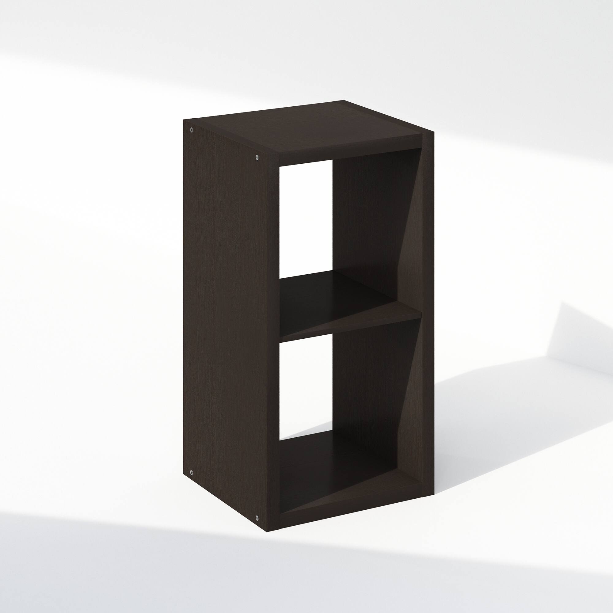 Front. Furinno - Cubic Open Back Multipurpose Clothing & Closet Storage Organizer Shelf, 2-Cube - Dark Oak.