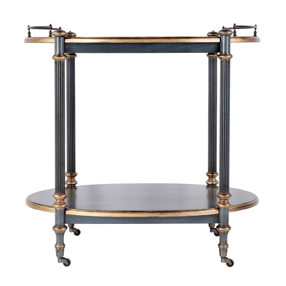 Left. Butler Specialty - 31 in. W Rectangular Wood 2 Tier Bar/Serving Cart on Casters - Pastel Blue.