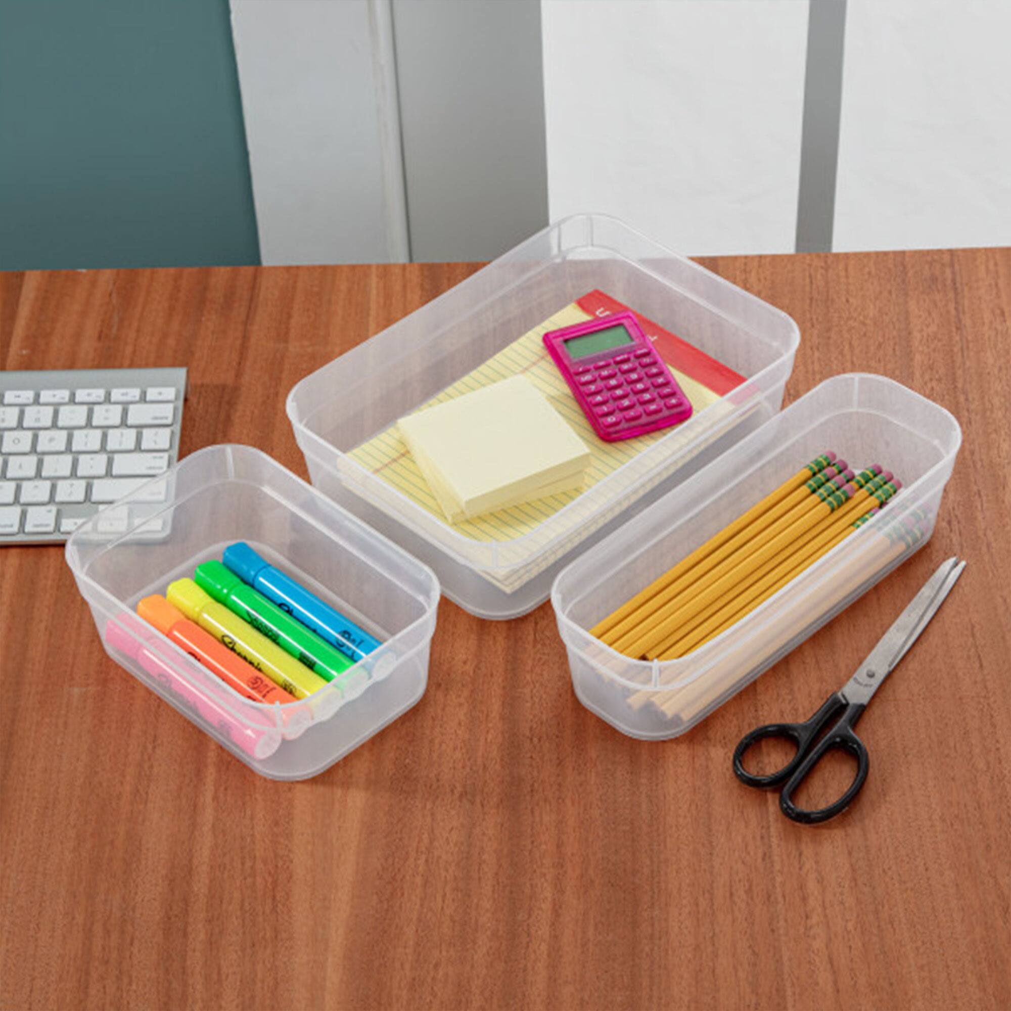 Alt View 3. Sterilite - Sterilite Medium Storage Trays for Desktop and Drawer Organizing, Clear, 48 Pack - Clear.