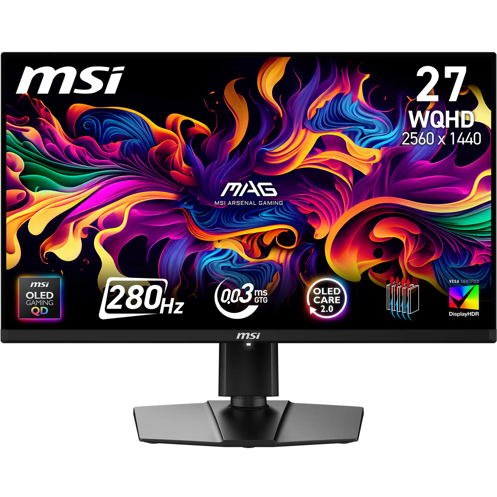 MSI - MAG 271QP QD-OLED X28 27" Quantum Dot OLED QHD 280Hz 0.03ms FreeSync Gaming Monitor (DisplayPort, HDMI, USB) - Black