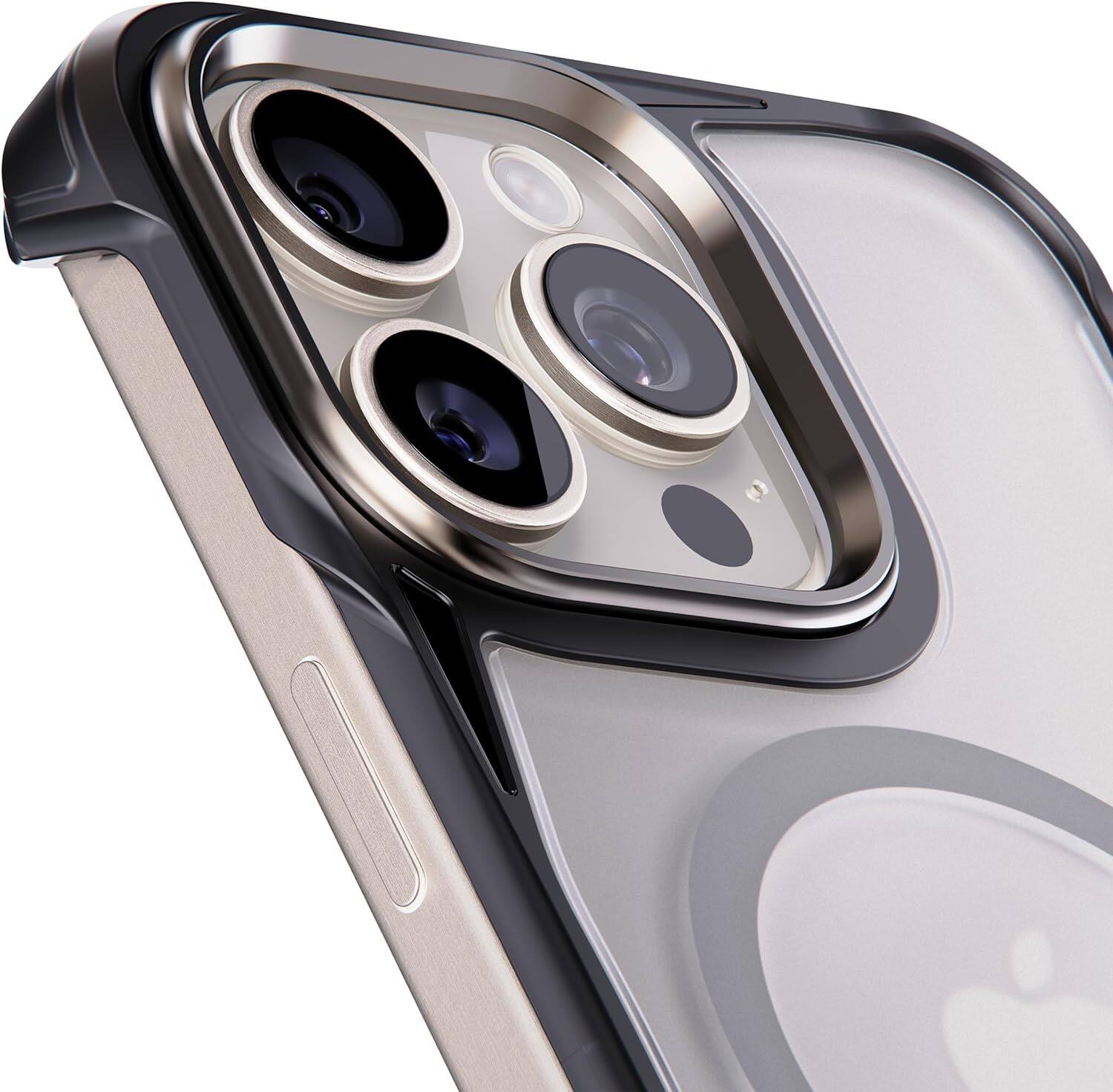 Left. Rebel - Rebel - Frosted FLEX Series Case For Apple iPhone 15 Pro Max - Black/Matte Clear - Black/Matte Clear.