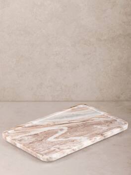 GAURI KOHLI - Clover Marble Tray - Shades of beige, brown and gray