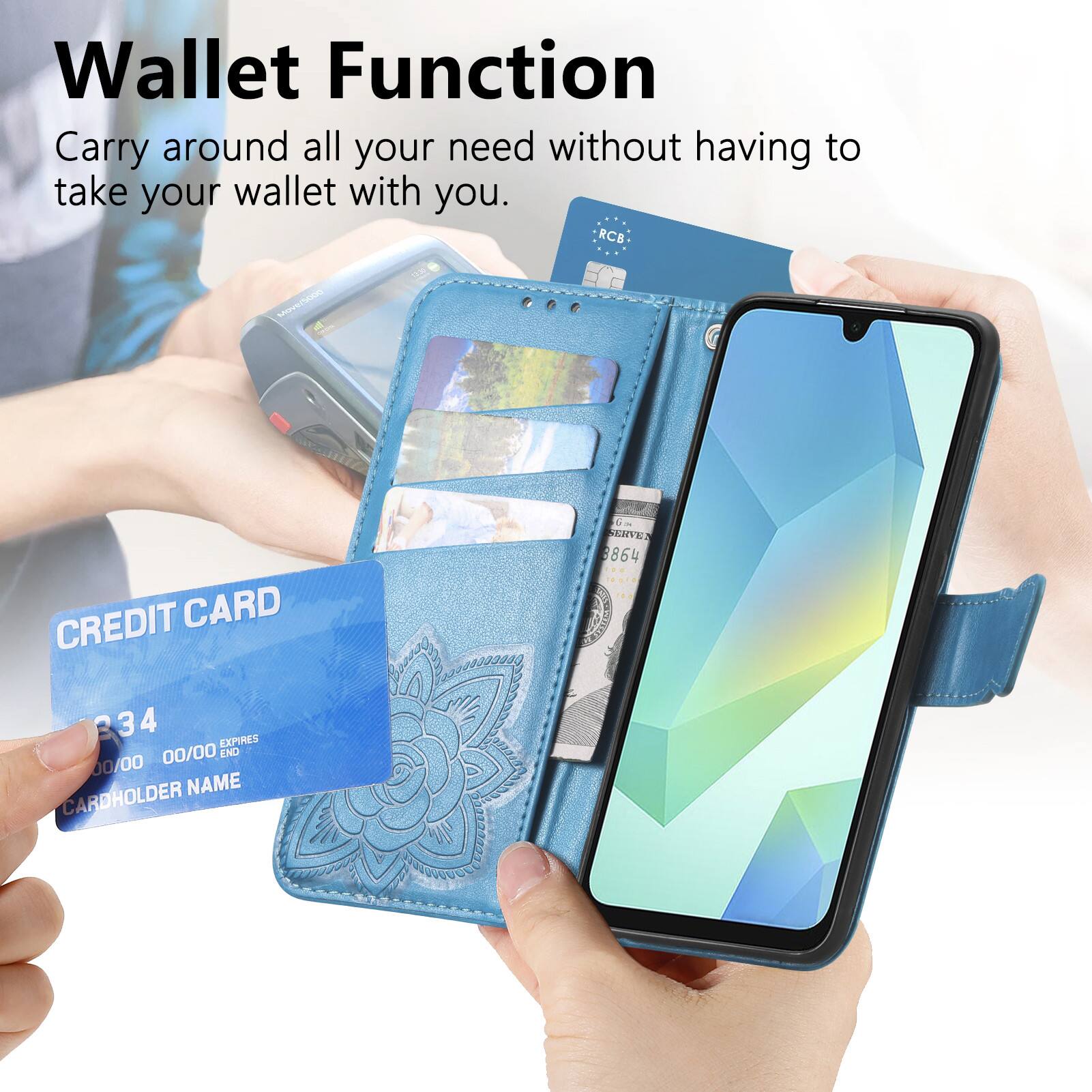 Wallet Function  
Carry around all your need without having to take your wallet with you.  

RCB  
CREDIT CARD  
8864 234 4  
EXPIRES 00/00  
END 00/00  
CARDHOLDER NAME