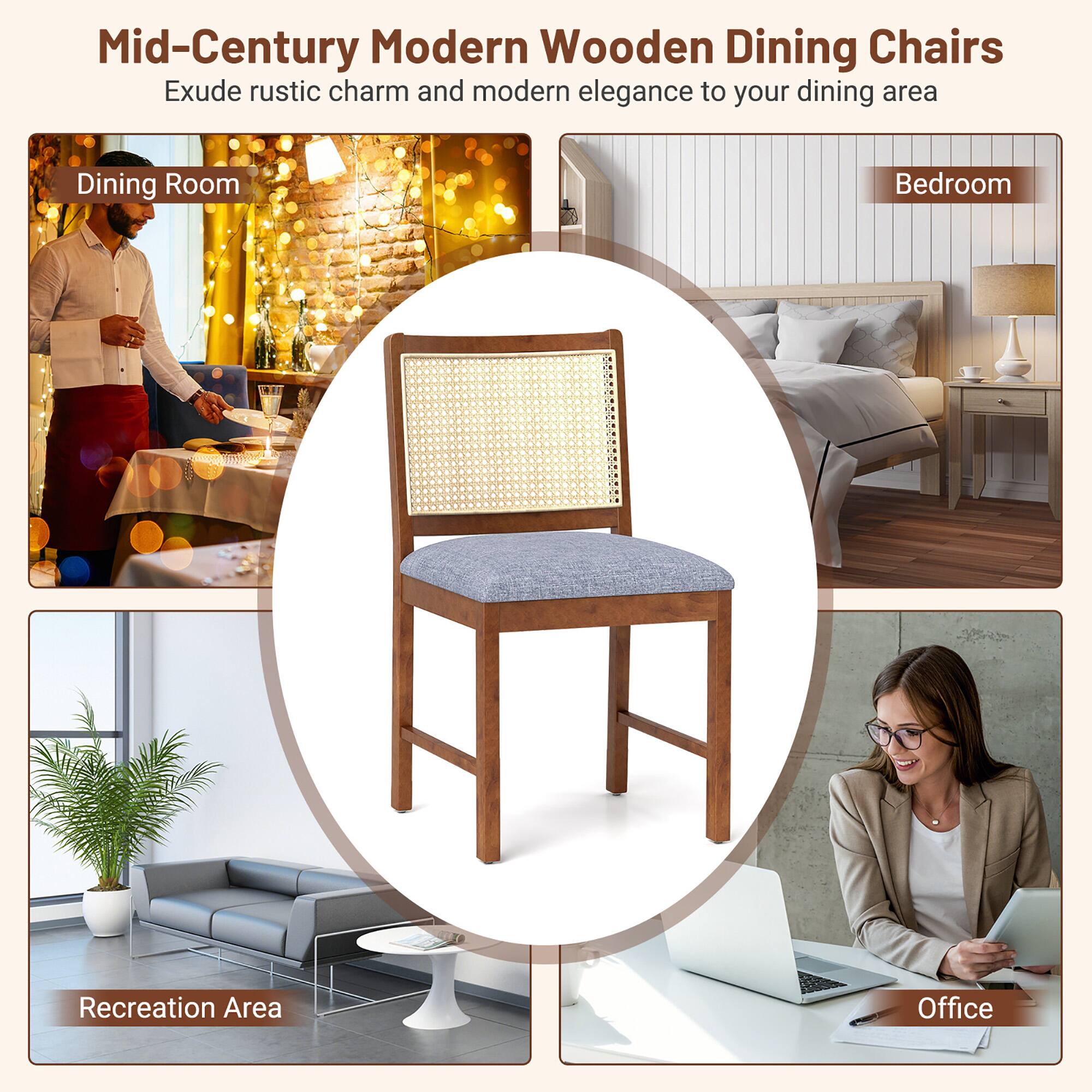 Mid-Century Modern Wooden Dining Chairs  
Exude rustic charm and modern elegance to your dining area  

Dining Room  
Bedroom  
Recreation Area  
Office