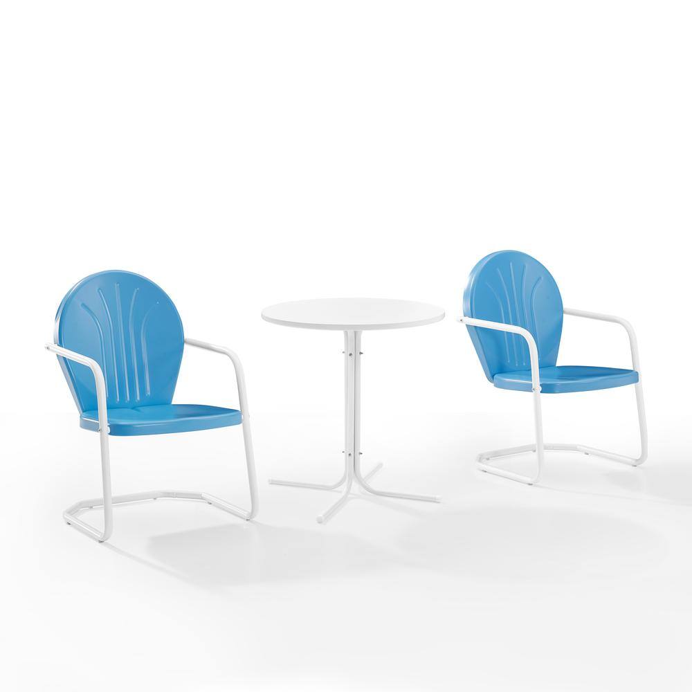 Alt View 4. Crosley Furniture - Griffith 3Pc Retro Outdoor Bistro Set - Bistro Table & 2 Chairs - Sky Blue Gloss.