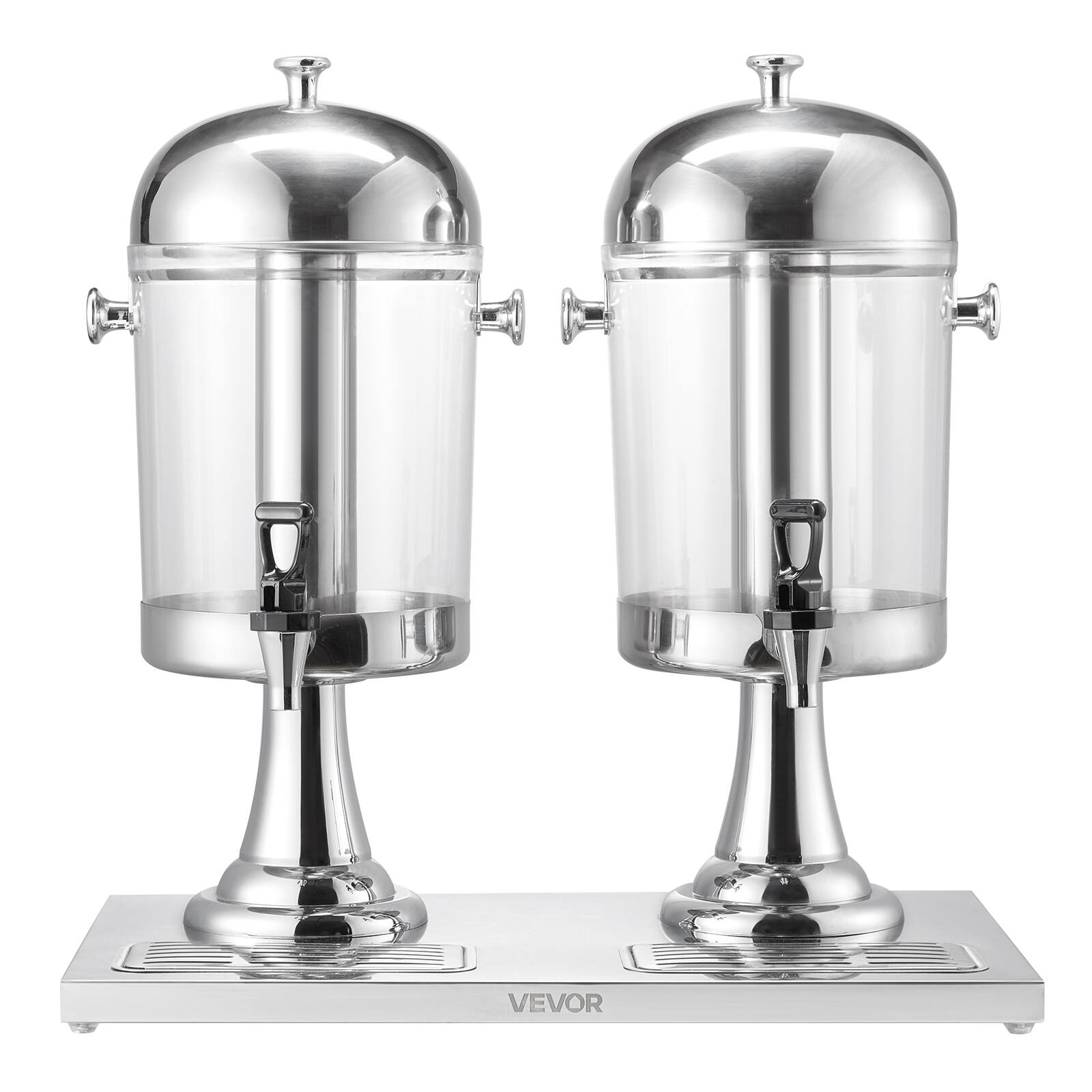 Alt View 5. VEVOR - Beverage Dispenser, 2.1 Gallon x 2 Drink Dispenser for Parties, Stainless Steel + Plastic Juice Dispensers - Stainless Steel Silver.