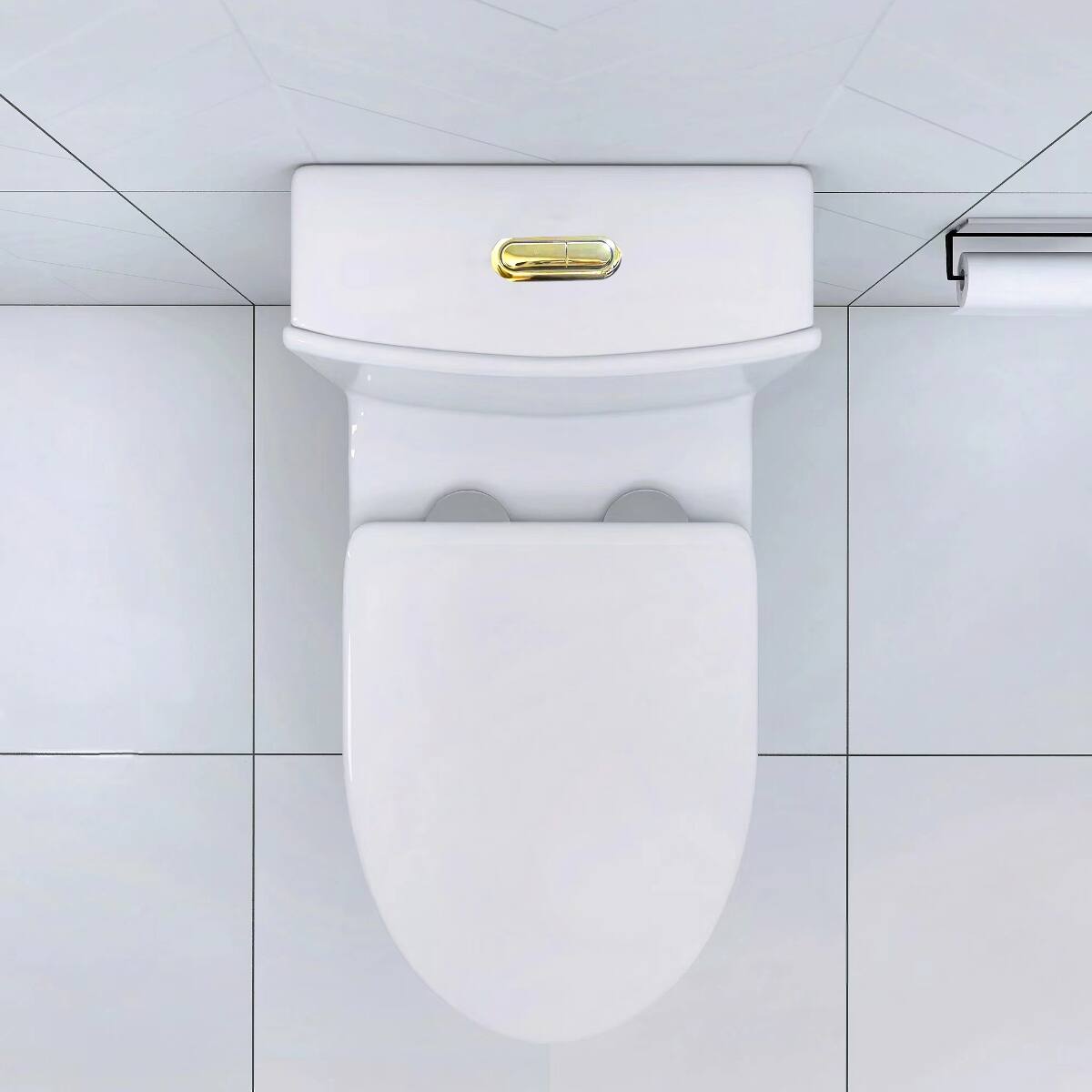 Alt View 3. Loheer - Loheer Elongated One Piece Toilet White Porcelain Modern Skirted Dual Flush Bathroom - White.