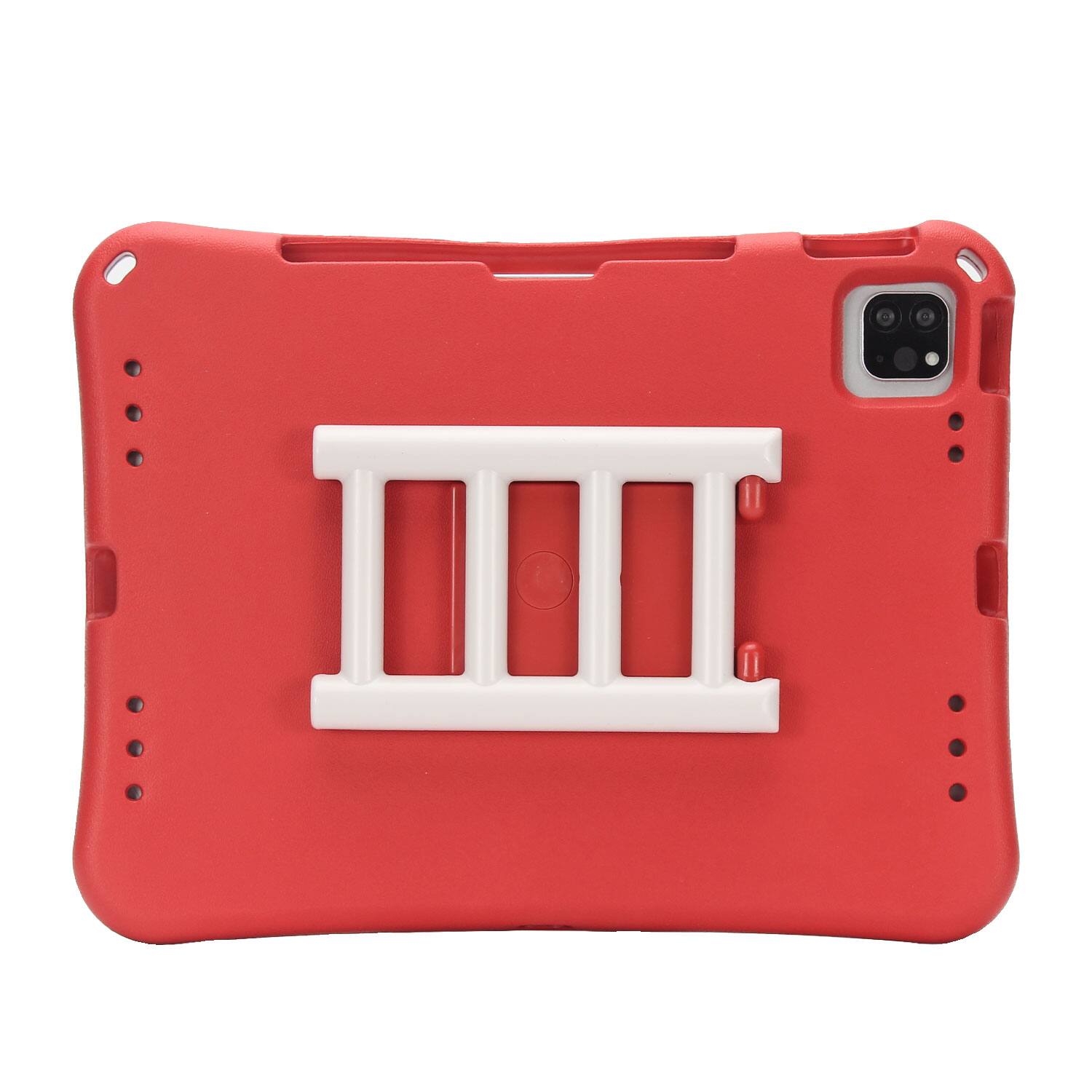 Back. Dteck - for Apple iPad Air (M4) 11" 2026/(M3) 2025/(M2) 2024 Rugged Case,Shockproof Heavy Duty EVA Cover with Rotating Stand - Red.