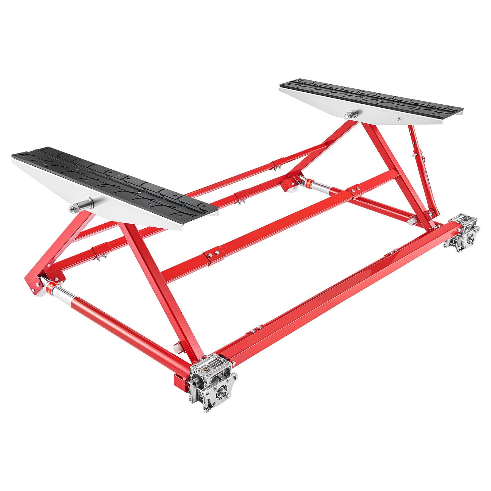 Alt View 5. VEVOR - Portable Car Lift, 4400 lbs Capacity, Heavy Duty Steel Quick Lift with 23" Max Height, Adjustable Width and Wheels - Red.