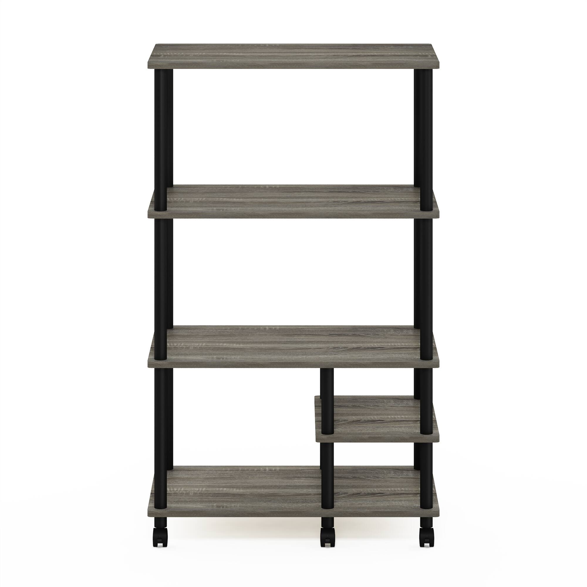 Alt View 2. Furinno - Turn-N-Tube 4-Tier Toolless Kitchen Storage Shelf Cart - French Oak Grey/Black.