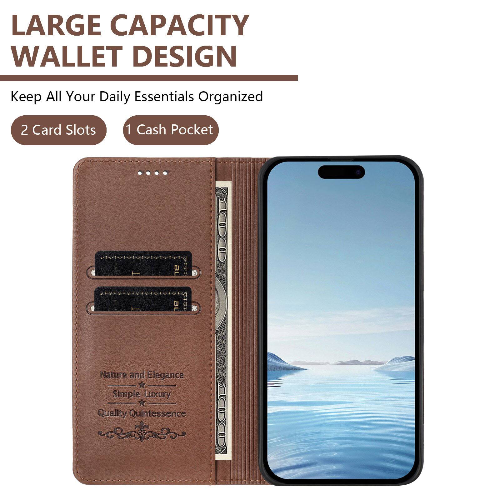 LARGE CAPACITY WALLET DESIGN  
Keep All Your Daily Essentials Organized  
2 Card Slots  
1 Cash Pocket  

Nature and Elegance  
Simple Luxury  
Quality Quintessence
