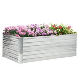 Outsunny - Raised Garden Bed, Steel Outdoor Planters with Reinforced Rods - Silver