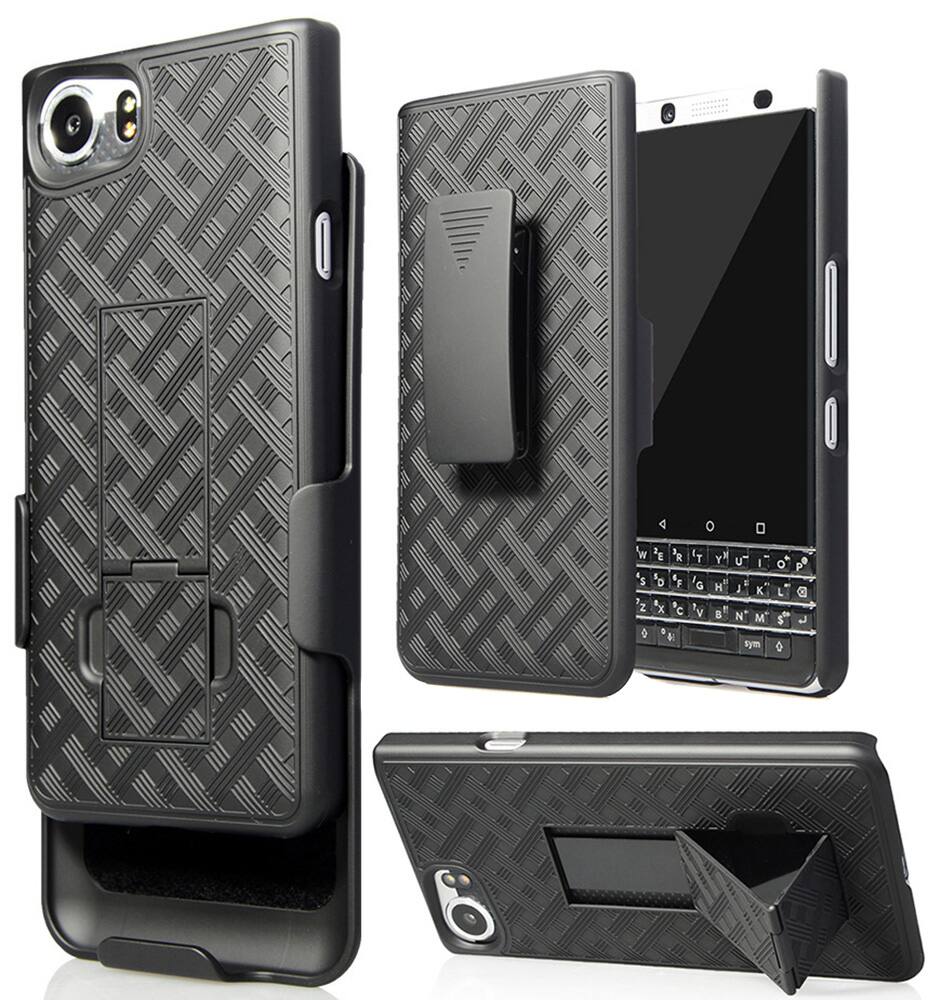 Nakedcellphone - Combo for BlackBerry Keyone - Case with Stand and Belt Clip Holster - Black