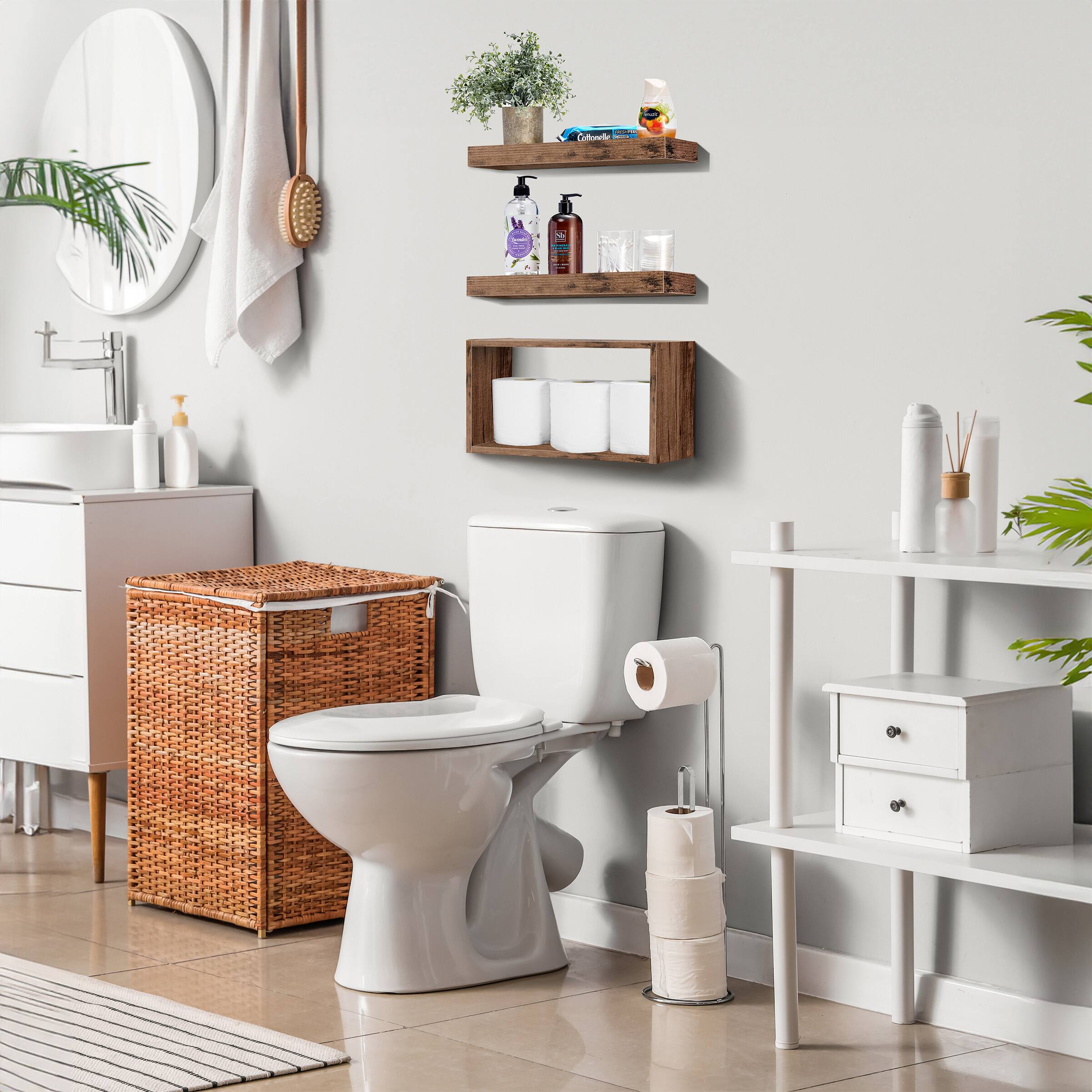 Alt View 4. Sorbus - Sorbus Floating Shelves for Wall Set Of 3 - Bathroom Shelves for Wall Storage, Over Toilet, Farmhouse Wall Décor - Mahogany.