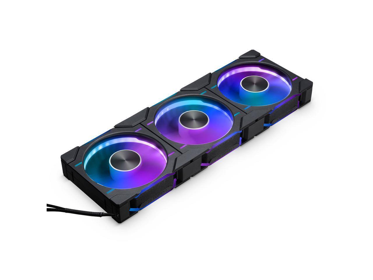 Angle. Phanteks - Phanteks D30-120 DRGB PWM Fan 3Pack, Reverse Airflow, Halos Lighting, ARGB/DRGB, Daisy-chain, Black - Black.