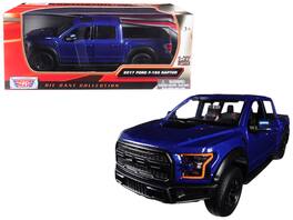 2017 Ford F-150 Raptor Pickup Truck Wheels 1/27 Diecast Model Car by Motormax - Blue With Black