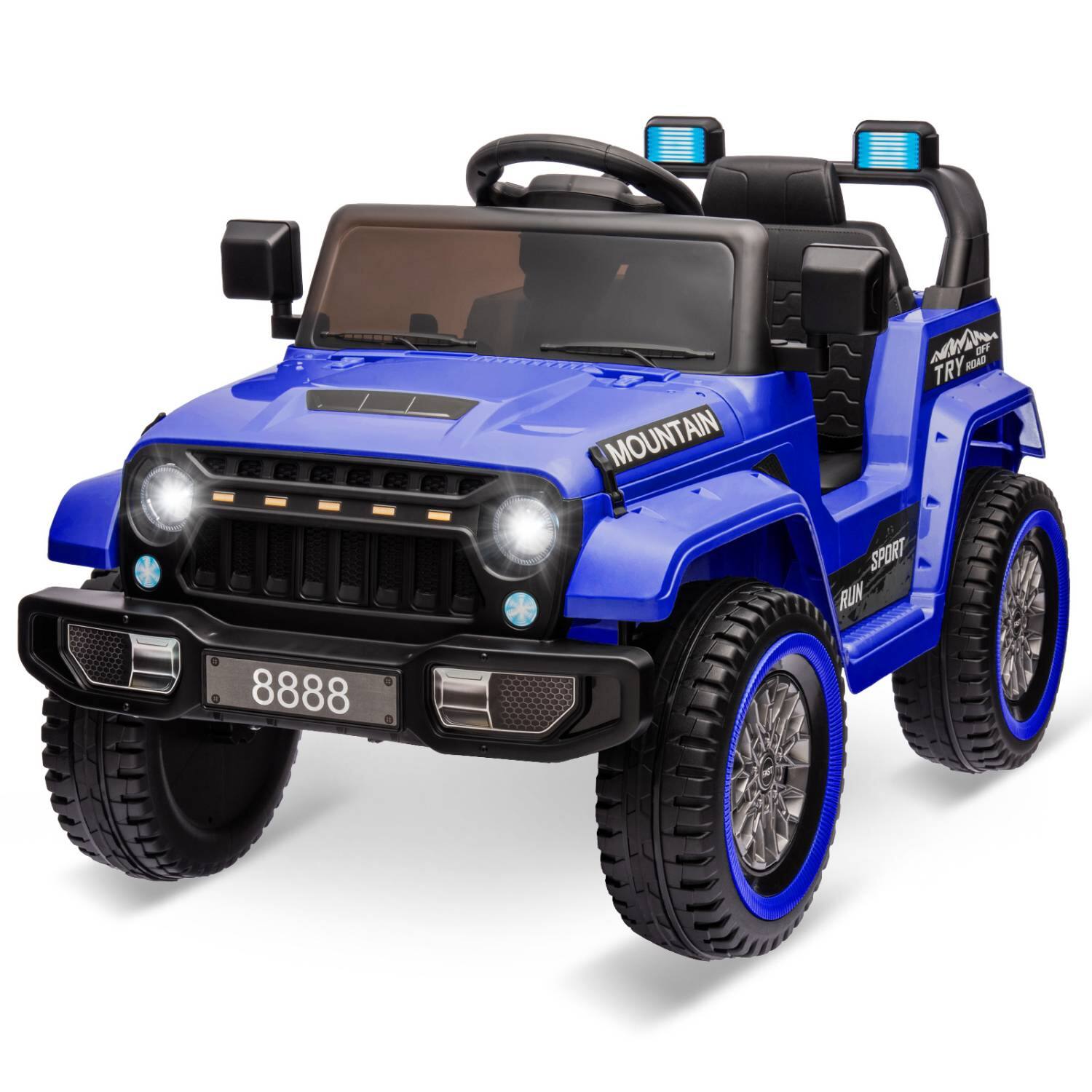 GARVEE- 12V Kids Ride On Truck Car, Battery Powered Electric Vehicle Toy w/Parent Remote Control, Spring Suspension, 3 Speeds- Dark Blue