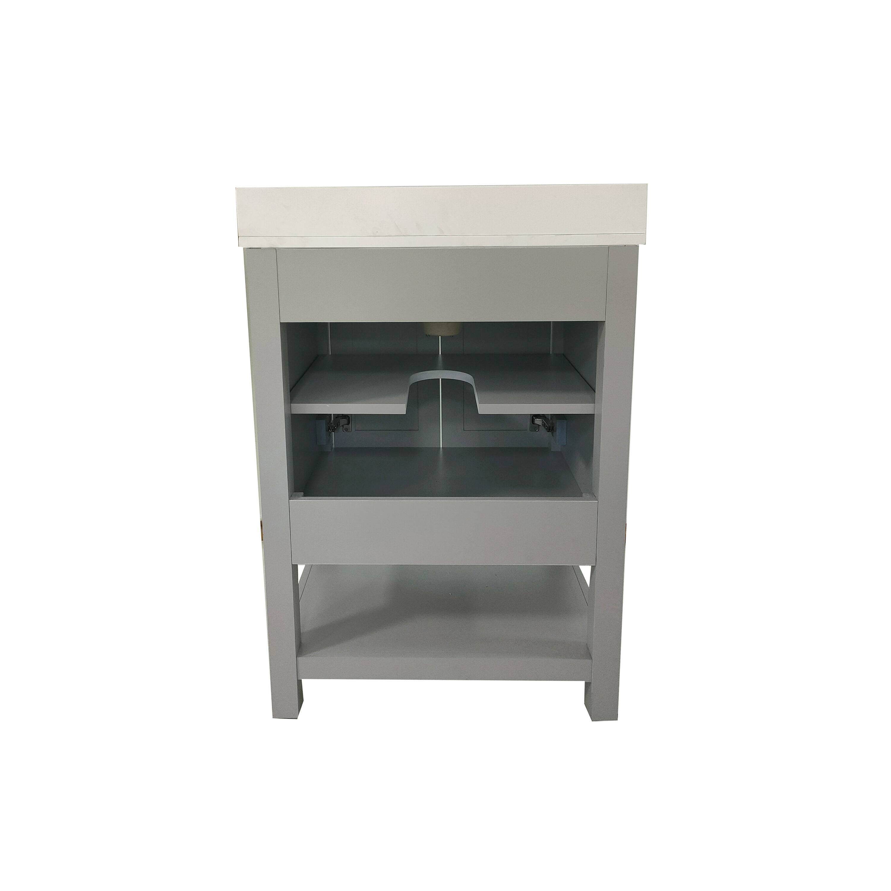 Alt View 7. Emma + Oliver - Vesta Bathroom Vanity, Single Sink Cabinet with 2 Soft Close Doors and Open Shelf, Carrara Marble Finish Countertop - Gray.