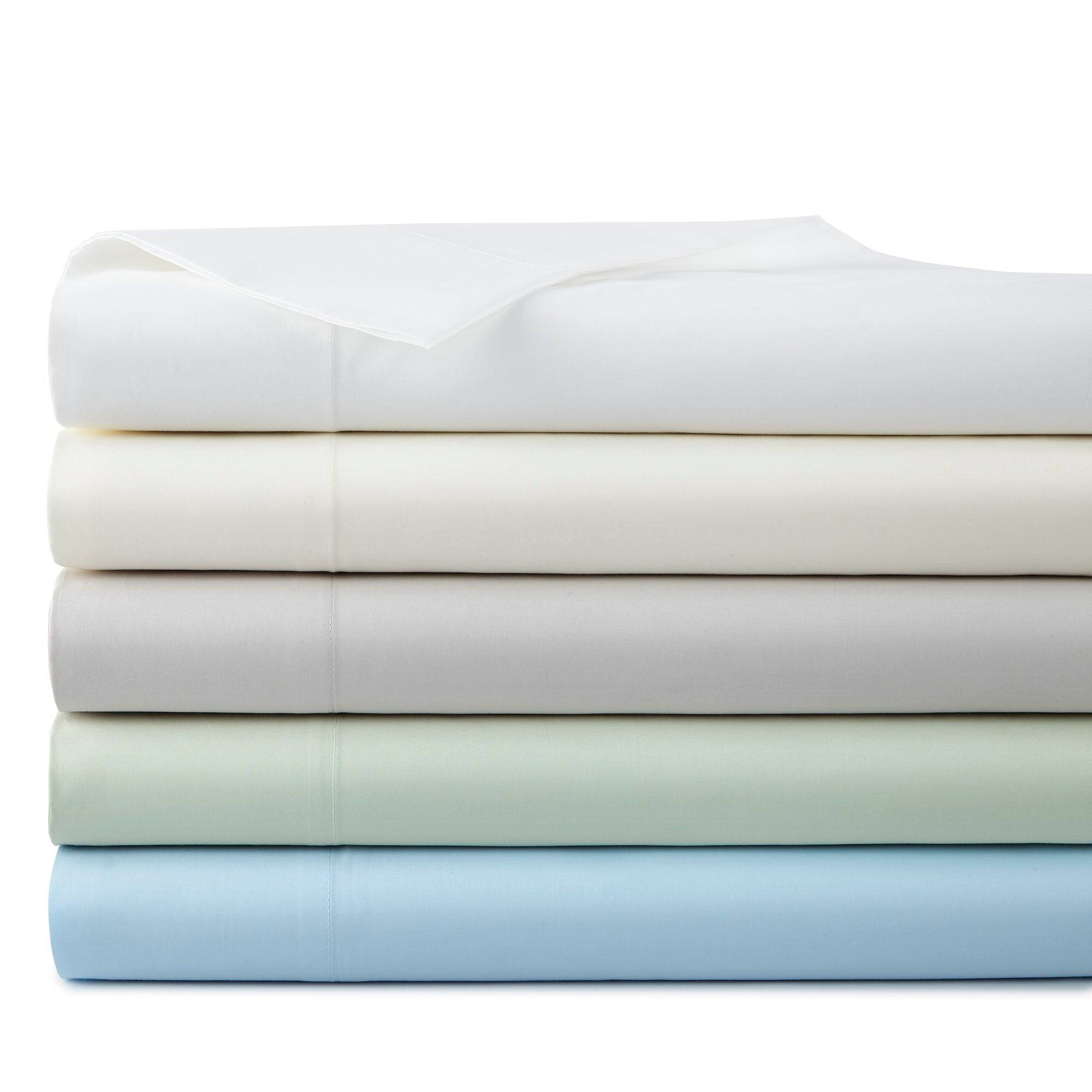 Left. Shavel Home Products - Luxury 250 Thread Count Percale Cotton Sheet Set in Nantucket Blue by Shavel Home Products - Nantucket Blue.