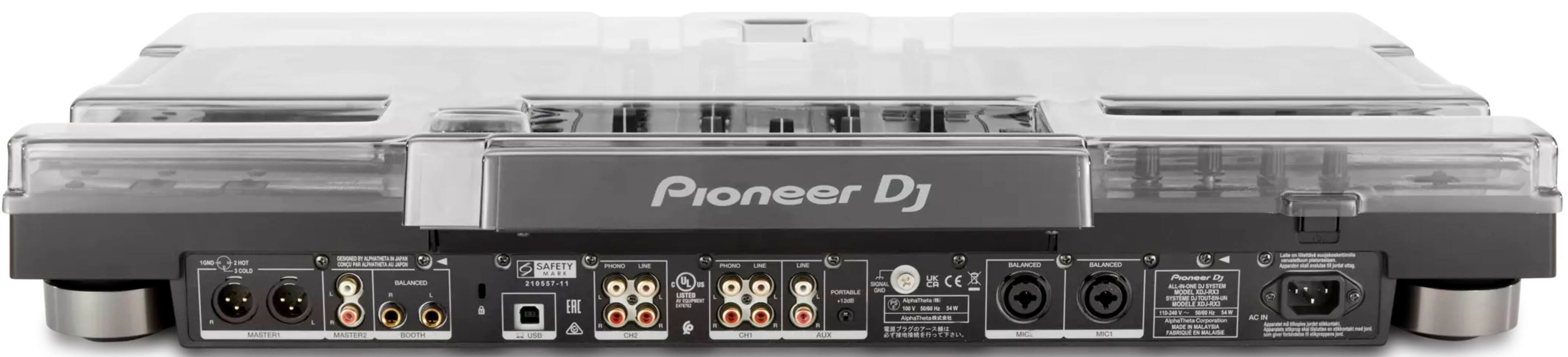 Pioneer DJ - XDJ-RX3

SAFETY
210657-11

MASTER1
MASTER2
BOOTH
CH1
CH2
CH3
AUX
MIC1
MIC2

PHONO
LINE
BALANCED

USB

EAC

1600-2200
100V~50/60Hz

PORTABLE
SIGNAL
OUTPUT
LINE
PHONO
AUX

SIGNAL BY LUMINOSITY
COMBINE WITH PHONO LINE

MODEL: XDJ-RX3
MADE IN MALAYSIA

CE
UK
FCC

AC IN