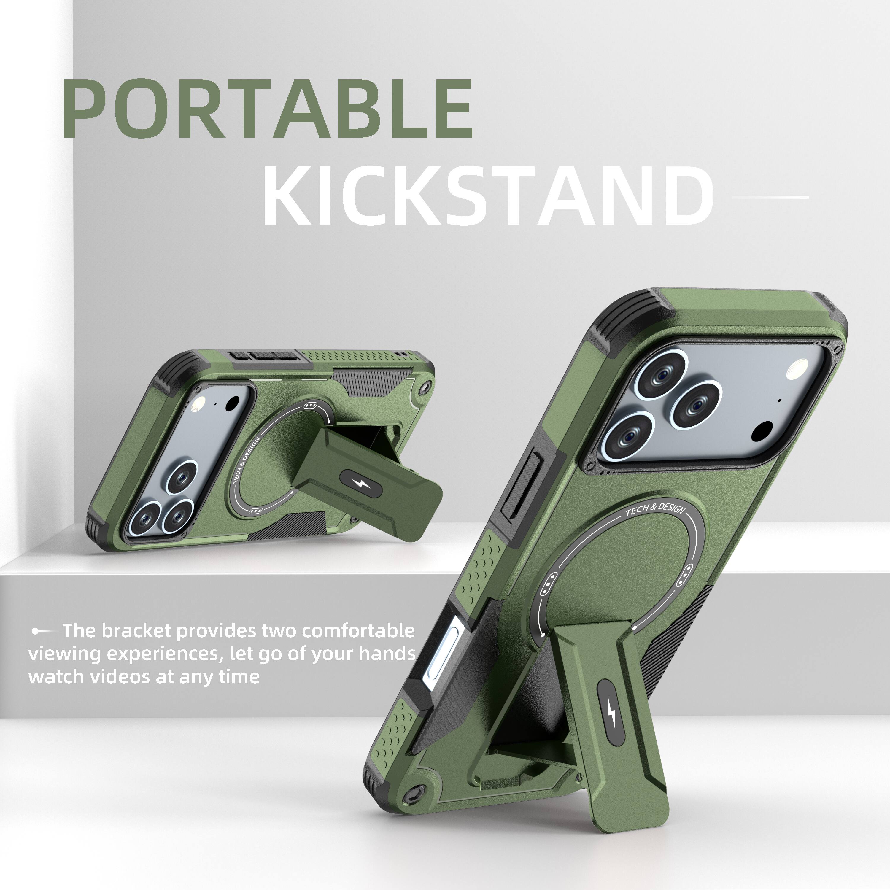 PORTABLE KICKSTAND

1. I 2O 4 TECH & DESIGN

The bracket provides two comfortable viewing experiences, let go of your hands watch videos at any time