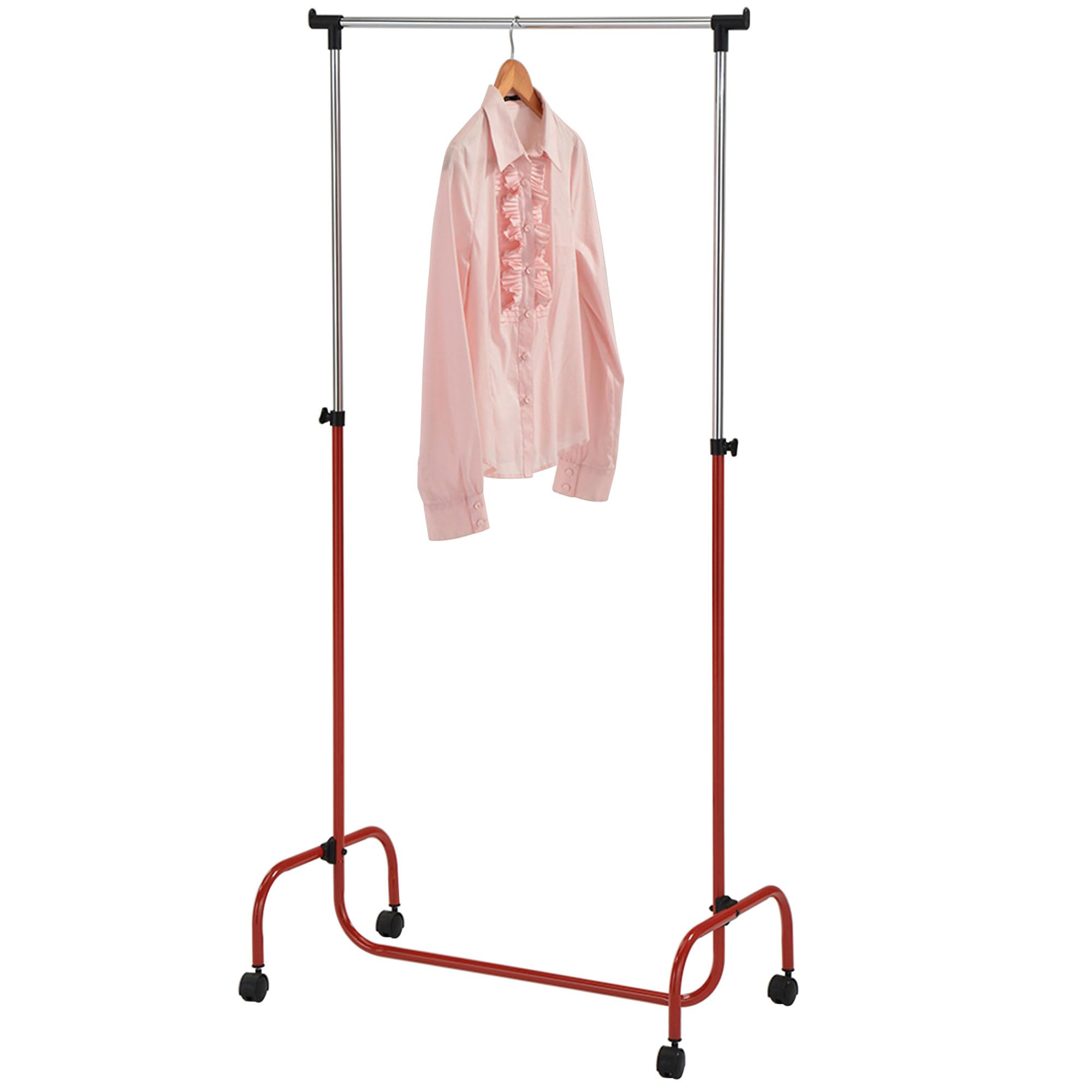 Back. Kings Brand Furniture - Kings Brand Furniture Standard Rod Clothing Garment Rack, Rolling Clothes Organizer on Wheels for Hanging Clothes - Red.