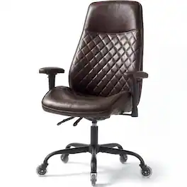Celtoss - Ergonomic Faux Leather Office Chair, High Back Mid-Century Morden Desk Chair, Tilting, Roller Blade Wheels - Dark brown