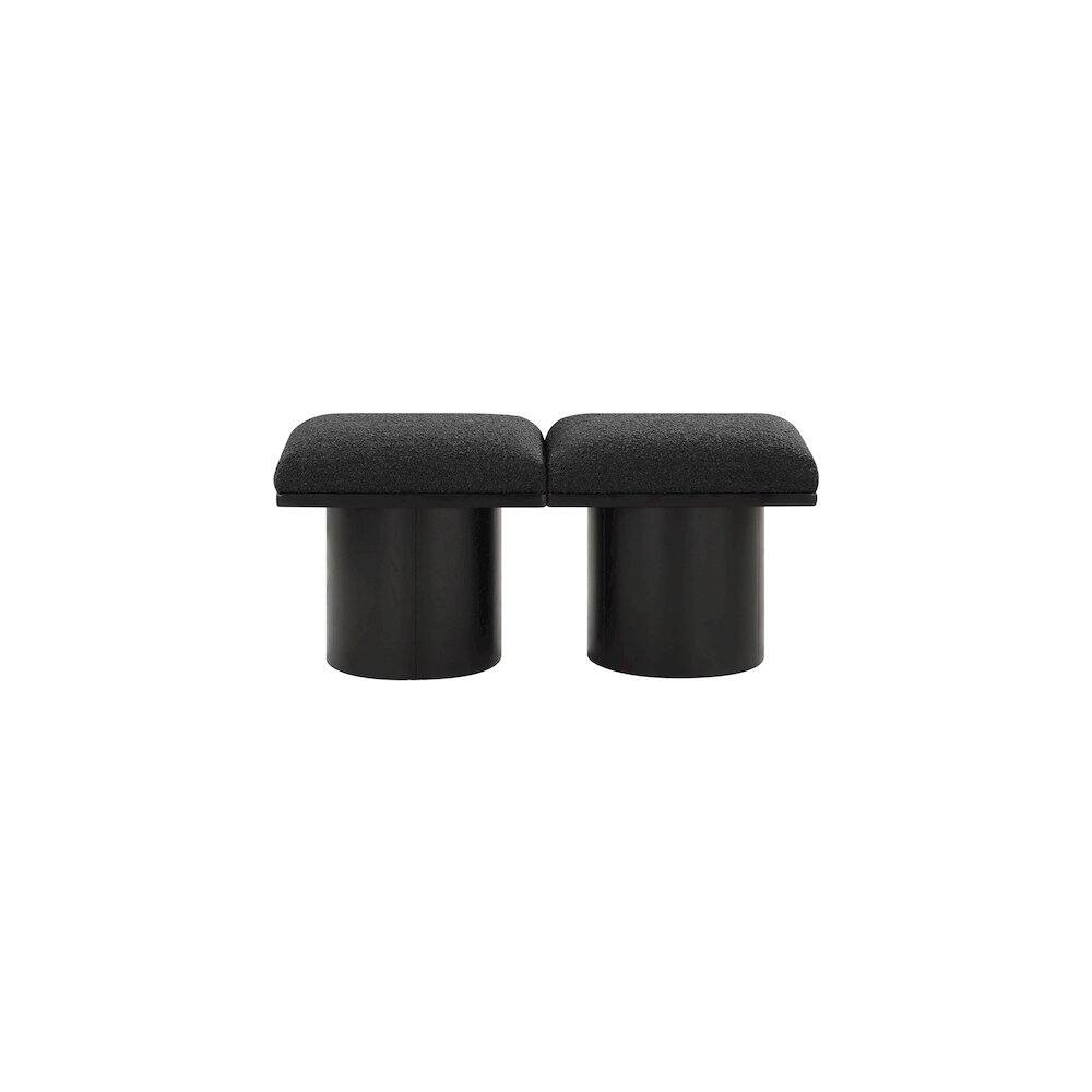 Angle. Meridian Furniture - Pavilion Black Boucle Fabric Bench - Black Boucle Fabric.